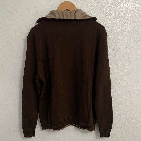 Gionfriddo Wool Cashmere 1/4 Zip Pullover Sweater Mens Size Large Brown - Picture 2 of 10